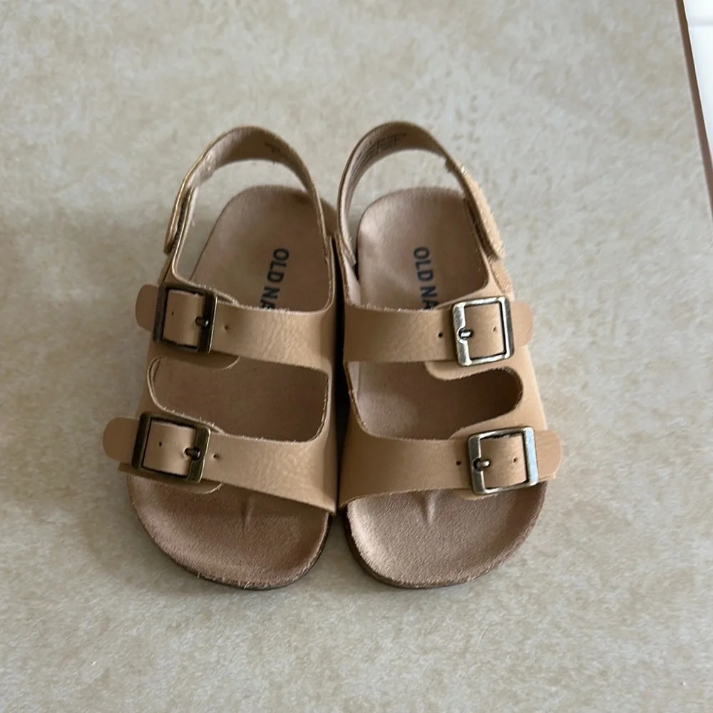 NWOT Old Navy Tan Sandals with Suede Straps and Cork Footbed
